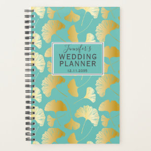 Planejador de Casamento Moderno em Teal com Padrão
