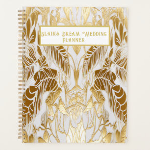 Planejador de Casamento Sofisticado Dourado e Marf