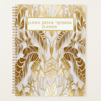 Planejador de Casamento Sofisticado Dourado e Marf
