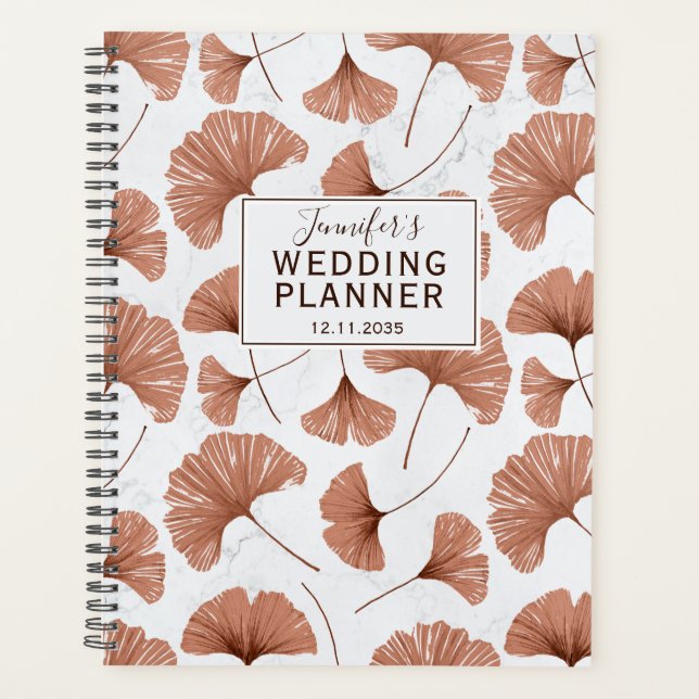 Planejador de Casamento Terracota com Folhagem Tro (Frente)