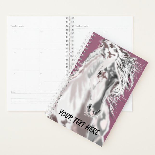 Planejador de Cavalo Branco com Texto Personalizad (Exibição)