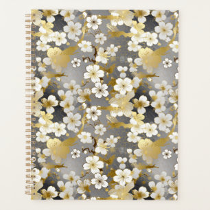 Planejador de Chiyogami de Flor Branco