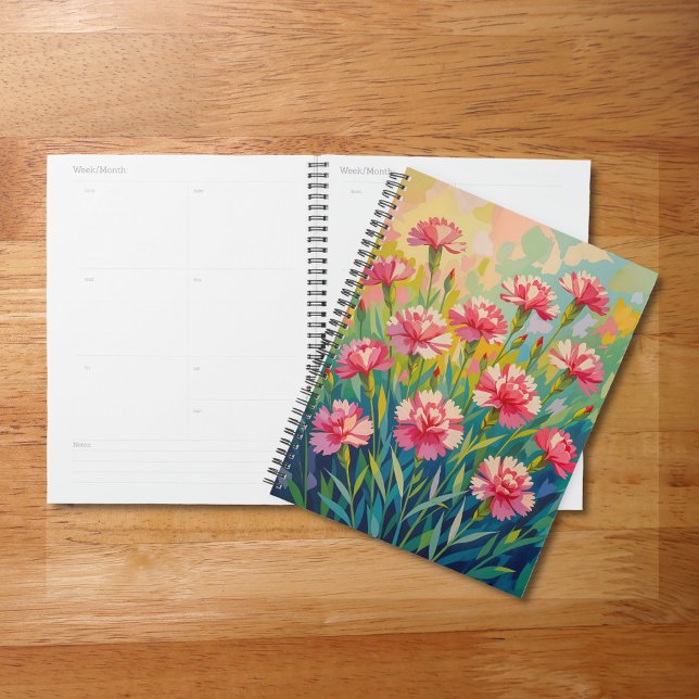 Planejador de Cravos Rosas (Planner with pink carnations)