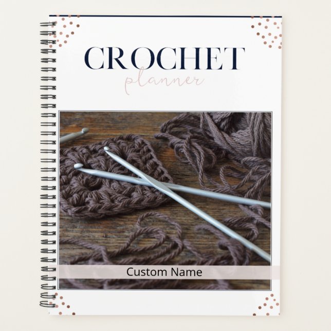 Planejador de Crochet Dourado rosa (Frente)