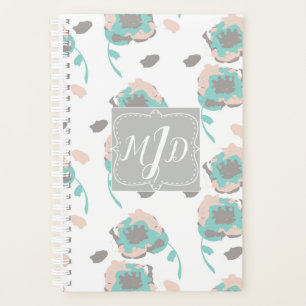 Planejador de Design Floral Rosa Chique Monograma