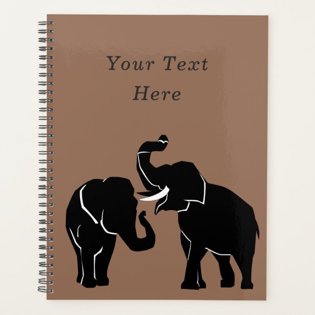 Planejador de Elefante de casal com Texto e Cor Pe (Frente)