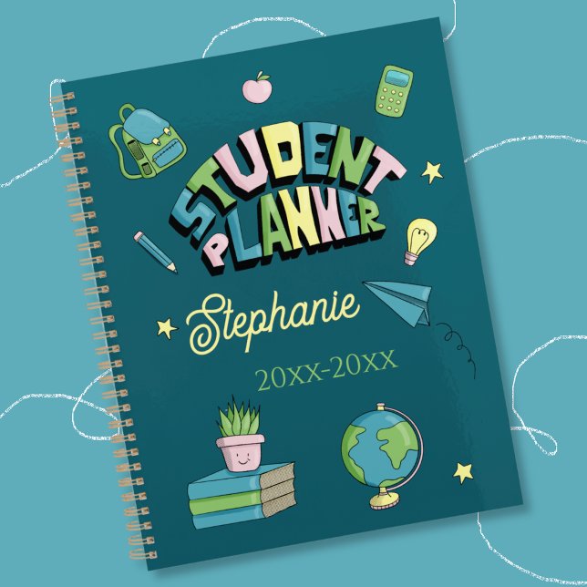 Planejador de Estudos com Cores Suaves Desenhado à (Soft colors hand drawn personalized student planner . )