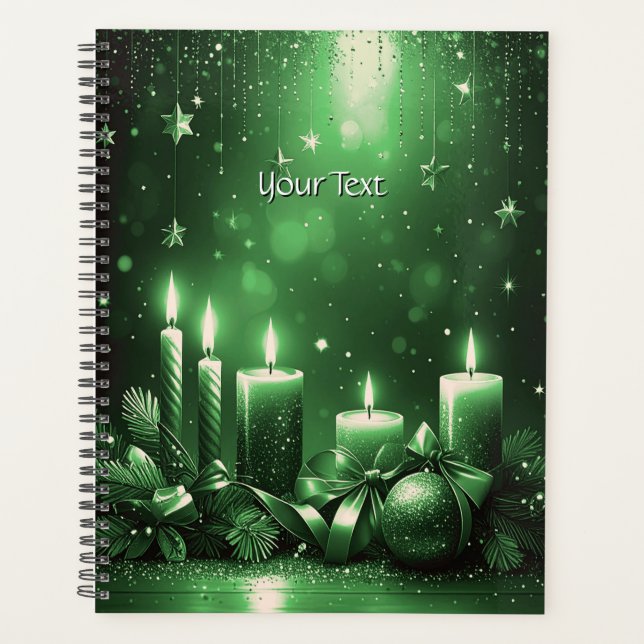Planejador de Férias de Natal com Velas Verdes (Frente)