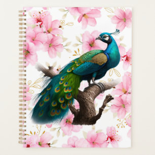 planejador de flores de pavão e cereja