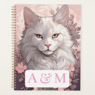 Planejador de Gato Branco Serene com Monograma Dup