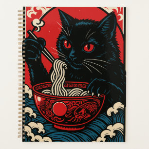 Planejador de Gato Ramen Japonês Ukiyo-e Gato Pret