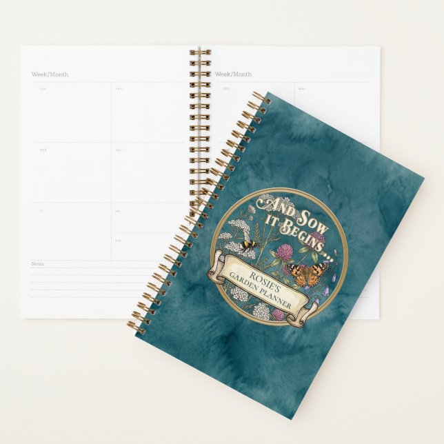 Planejador de Jardim Turquesa – Caderno Personaliz (Exibição)