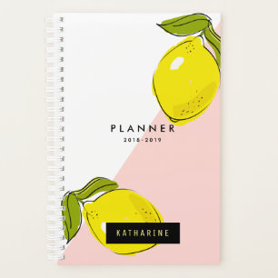 Planejador de Limão Moderno e Blocos Rosa