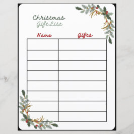 Planejador de Lista de Presentes de Natal Festivo