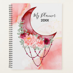Planejador de Lua Floral de Aquarela