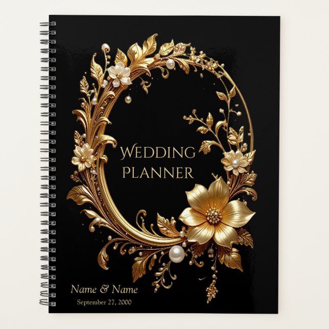 Planejador de Moldura Ornamentada Floral Dourada (Frente)