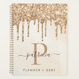 Planejador de Monograma Elegante com Glitter Drips