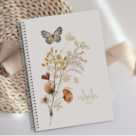 Planejador de Monograma Floral Botânico Vintage