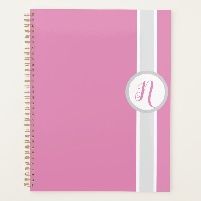 Planejador de Monograma Rosa Bonito (Frente)