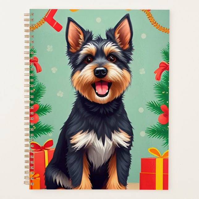 Planejador de Natal de Cachorro Presente de Festa  (Frente)