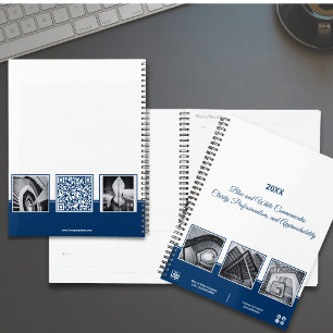 Planejador de negócios de Colagem Azul e Branco do