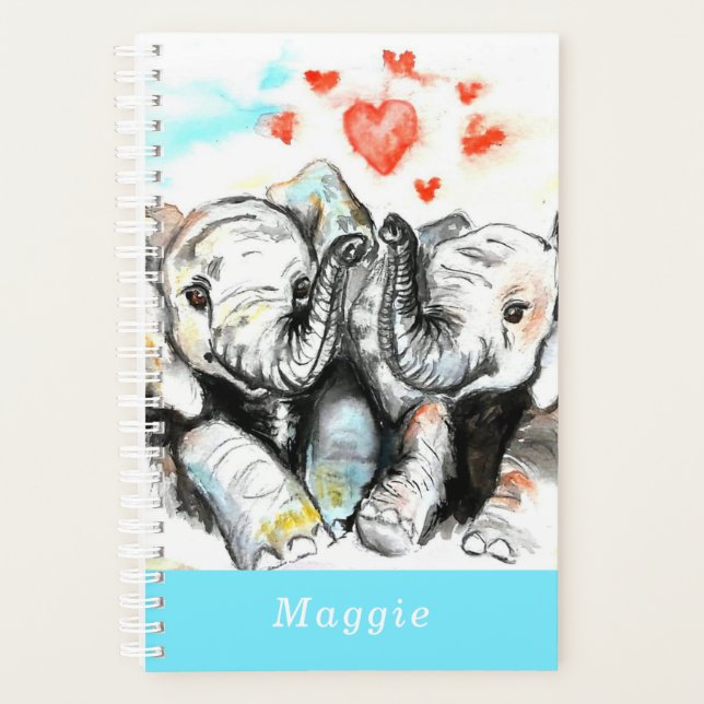Planejador de Nomes Personalizado com Elefante de  (Frente)