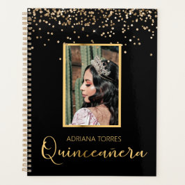 Planejador de Notebooks Dourado Quinceanera Black