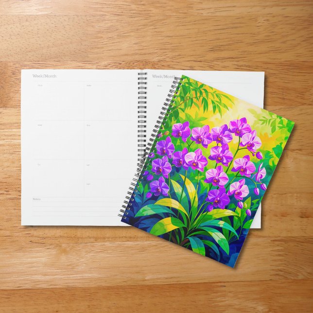 Planejador de Orquídeas Roxas (Planner with purple orchids)