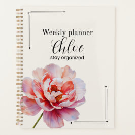 Planejador de Peônia Personalizado Estética Floral