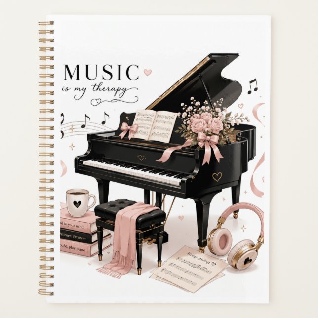 Planejador de Prática de Piano de Luxo Suave (Frente)