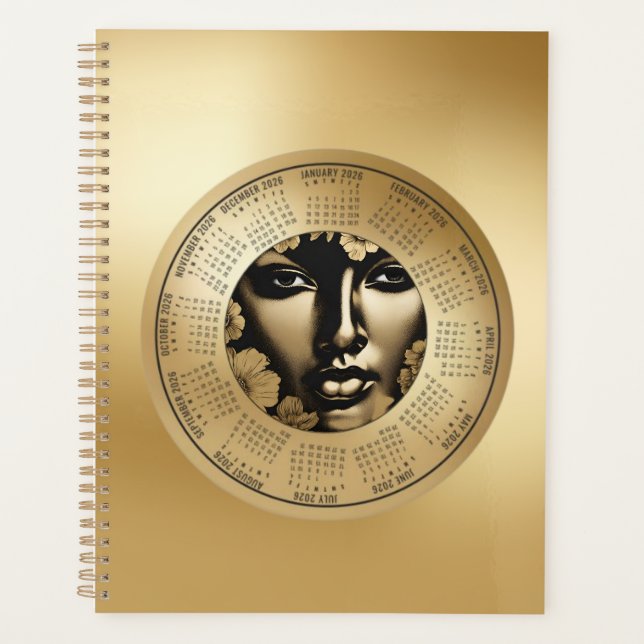 Planejador de rosto dourado para mulheres do calen (Frente)