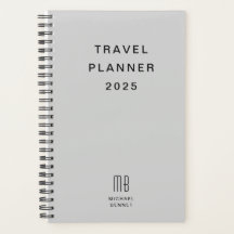 Planejador de Viagem Cinza Monograma Moderno
