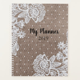 Planejador de Vintagem de Lace Burlap