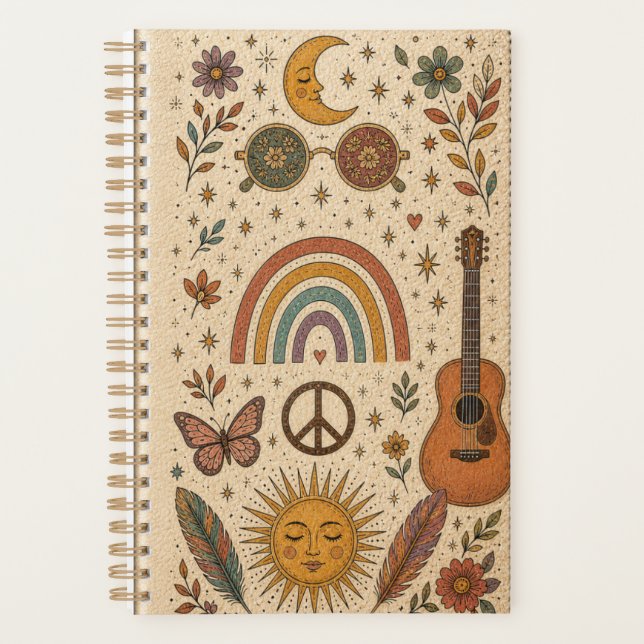 planejador de visual boho hippie vintage retrô (Frente)