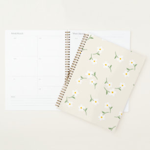 Planejador Diário Cream Daisy Organização Botâni