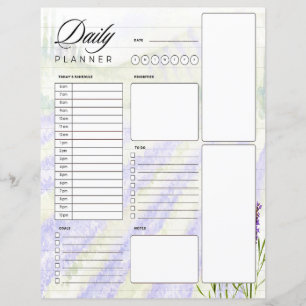 Planejador diário de campo de lavanda aquarela