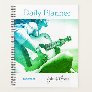 Planejador Diário de Fotos Tocar Guitarra Feminino