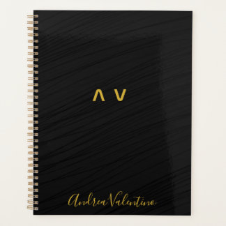 Planejador Diário de Padrão Preto Elegante