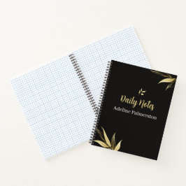 Planejador Diário Elegante Preto e Dourado Caderno