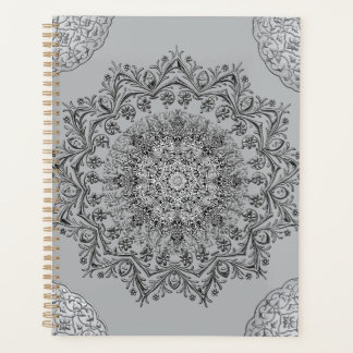 Planejador Diário Estético Mandala Boho Cinza