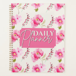 Planejador Diário Floral Aquarela Rosa Vibrante