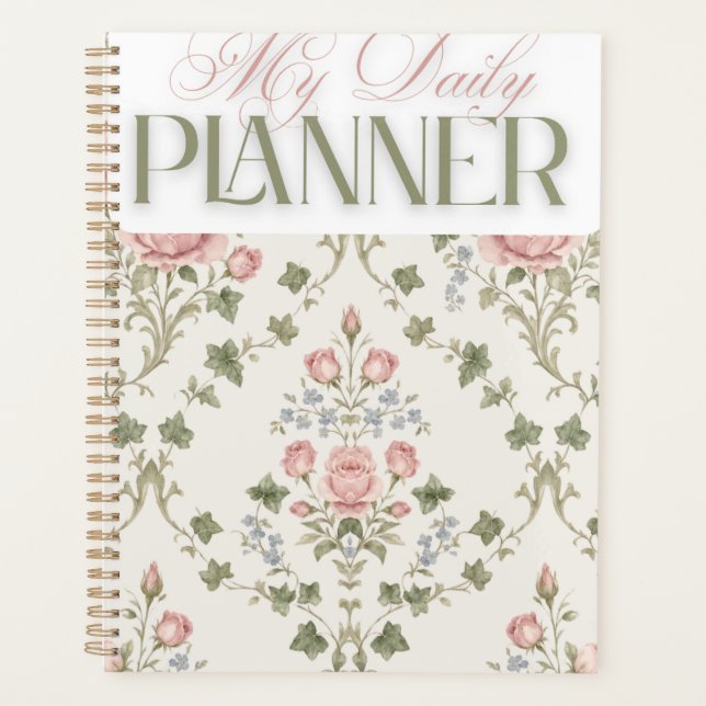 Planejador Diário Floral Damask Clássico "Meu Plan (Frente)
