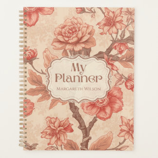 Planejador Diário Floral de Pêssego Agenda Caderno