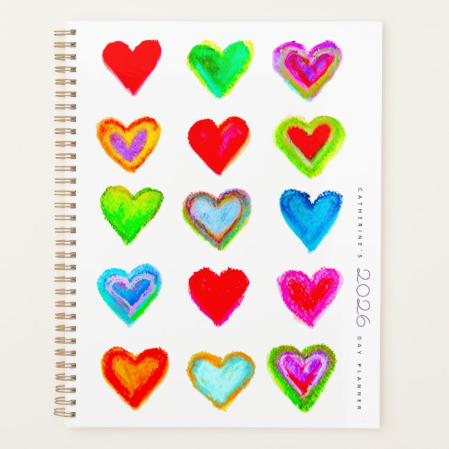 Planejador Diário Pastel Hearts 2026 (Frente)