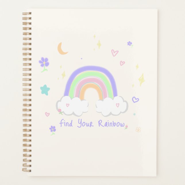 Planejador Diário Sonhos Arco-Íris Pastel (Frente)