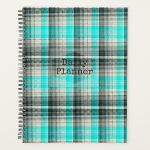 Planejador Diário - Xadrez Aqua e Preto- HAMbWG