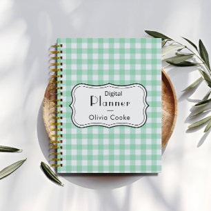 Planejador digital Gingham verde com nome personal
