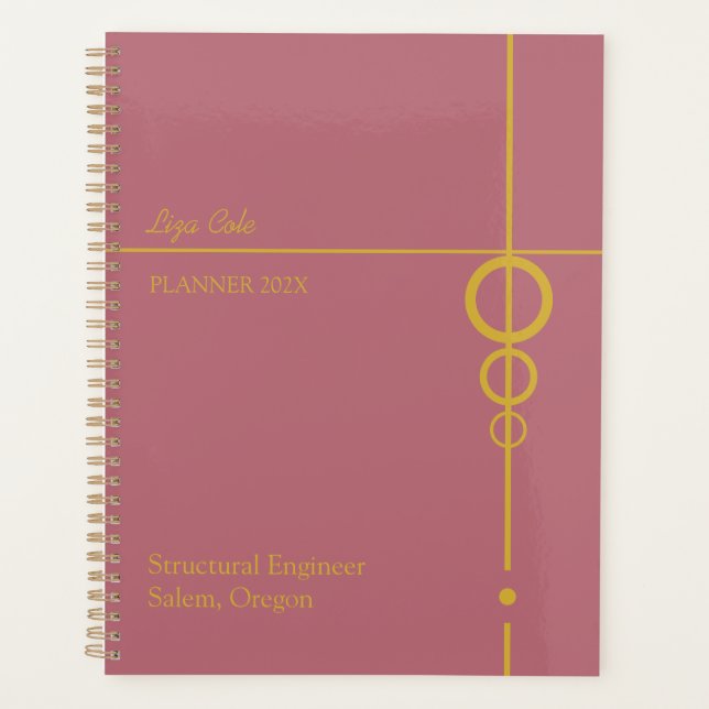 Planejador Dourado e preto elegante (Frente)