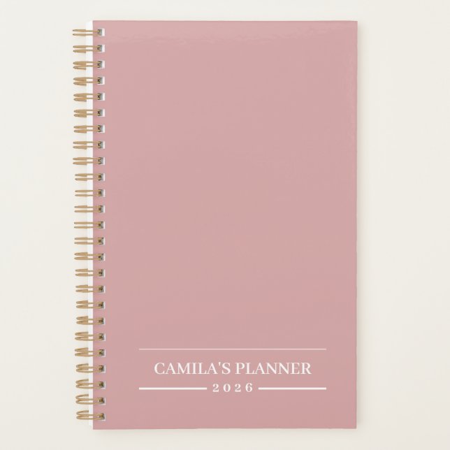 Planejador Dusty Rose 2026 | Nome e Ano Personaliz (Frente)