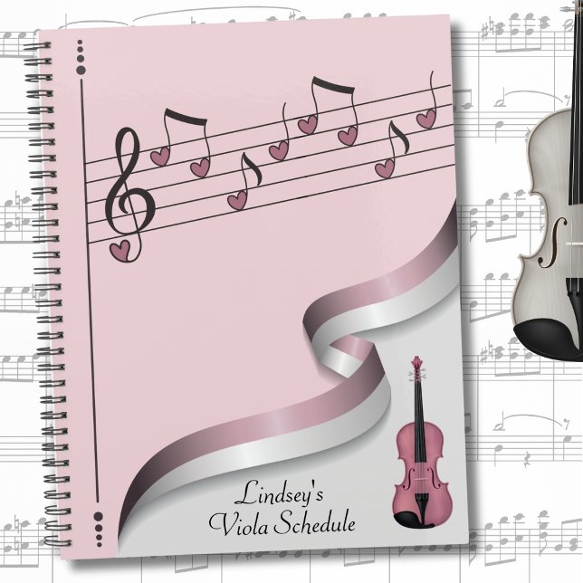 Planejador e Agendador Musical Violeta Rosa (Pink Viola Musical Gift Planner & Scheduler)